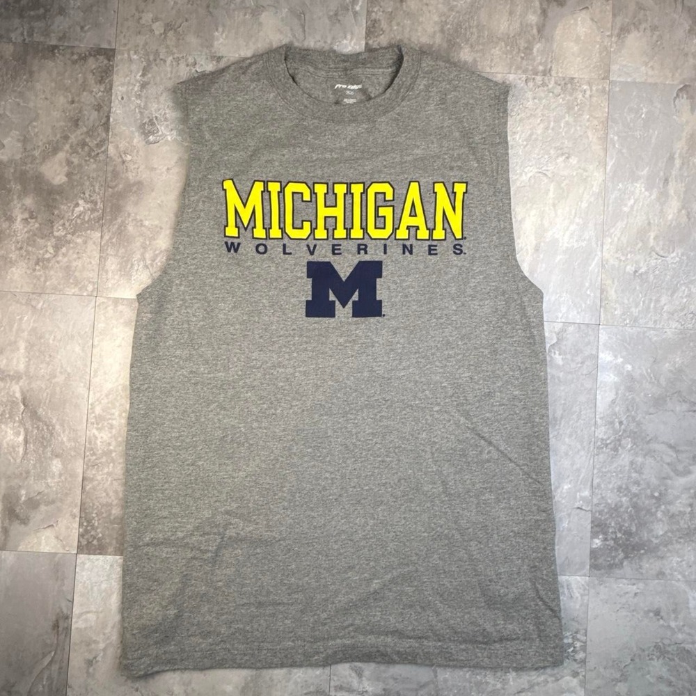 Gray Michigan Wolverines Pro Edge Graphic Tank Top Medium
